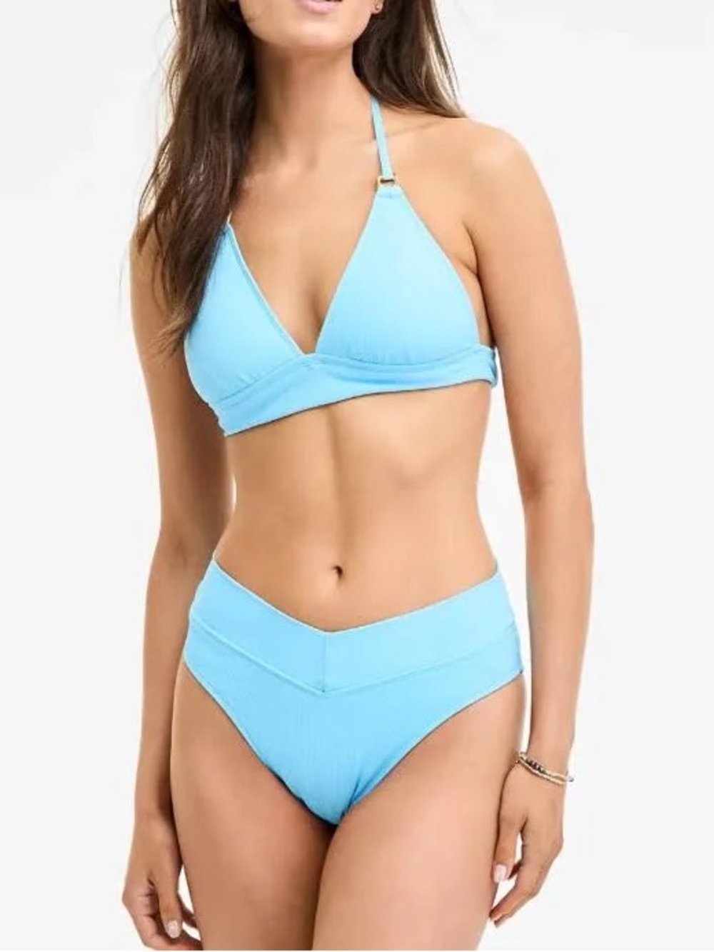 BECCA Light Blue V‑Front Ribbed Bikini Bottoms - Picture 4 of 5